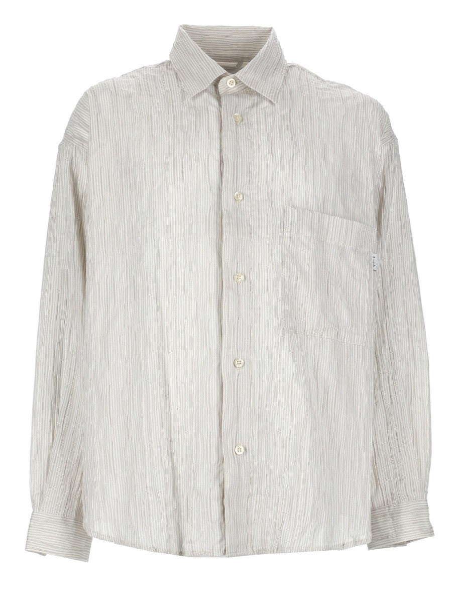 Amish Supplies Men's Camicia in Cotone Crinckle Beige