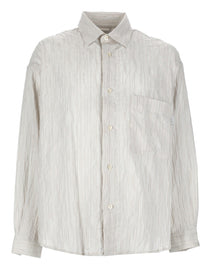 Amish Supplies Men's Camicia in Cotone Crinckle Beige