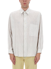 Amish Supplies Men's Camicia in Cotone Crinckle Beige