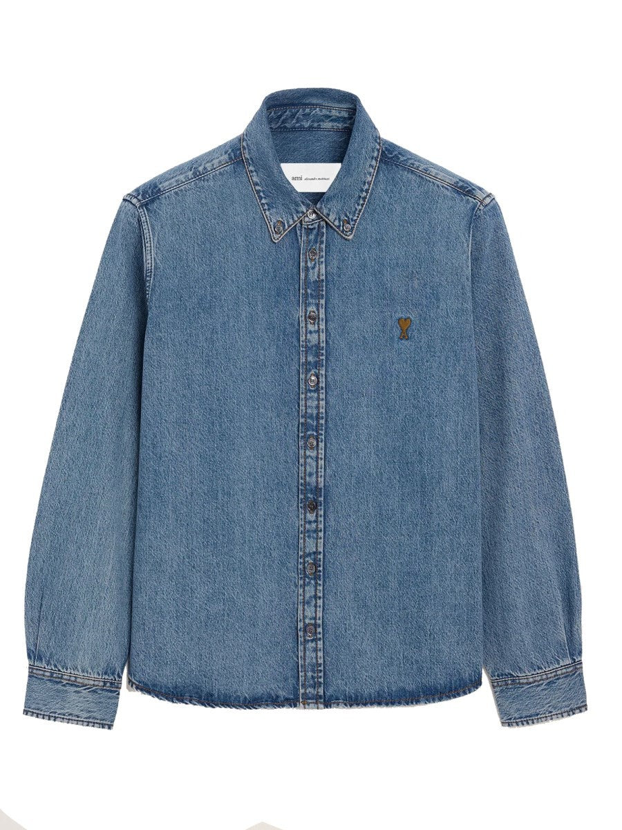 Ami Paris Unisex Camicia in Denim Blue