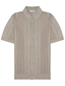 Paolo Pecora Milano Men's Camicia in Maglia DI Seta Cotone Beige
