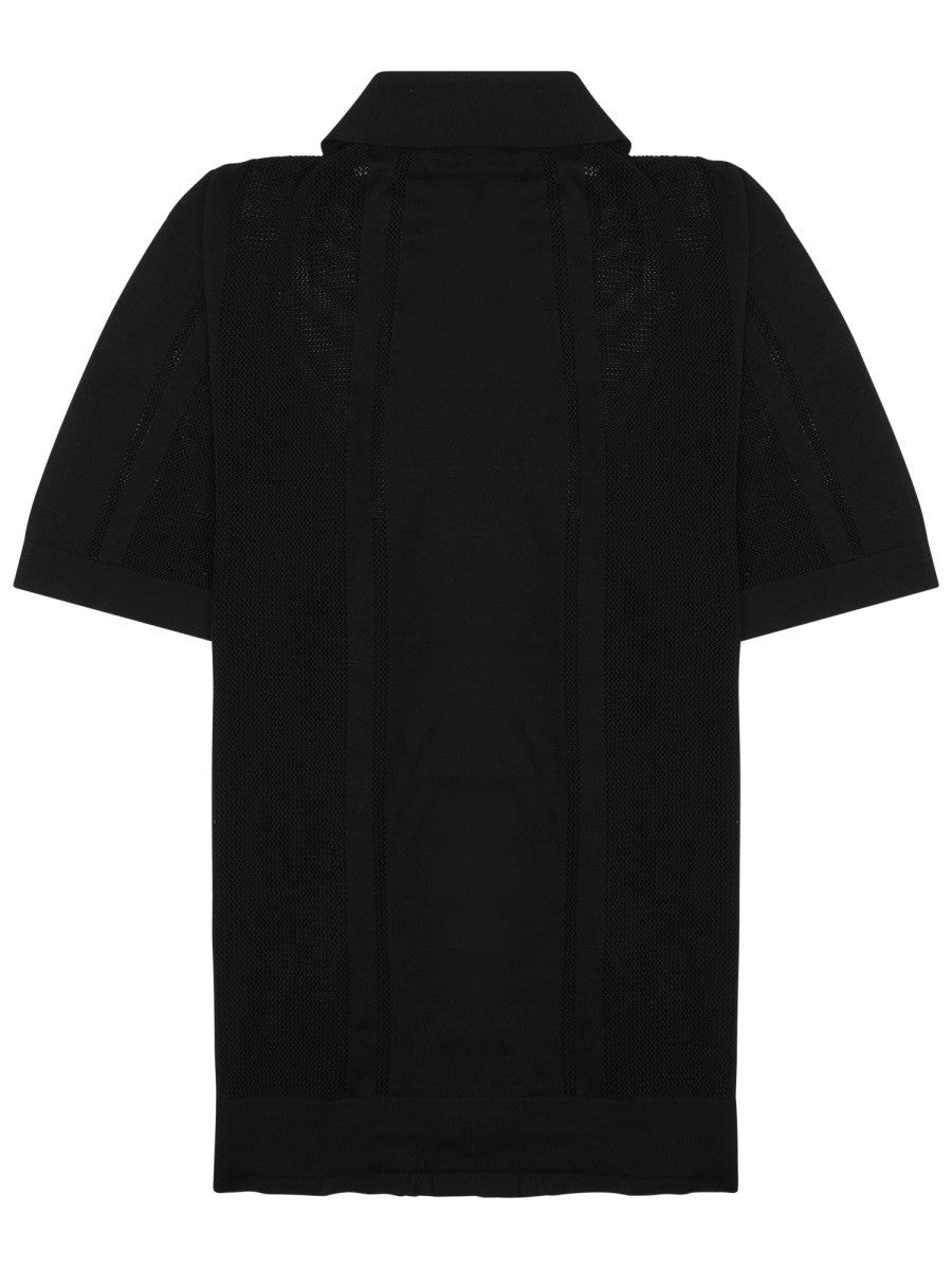 Paolo Pecora Milano Men's Camicia in Maglia DI Seta Cotone Black