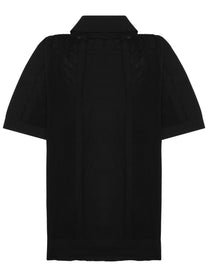 Paolo Pecora Milano Men's Camicia in Maglia DI Seta Cotone Black