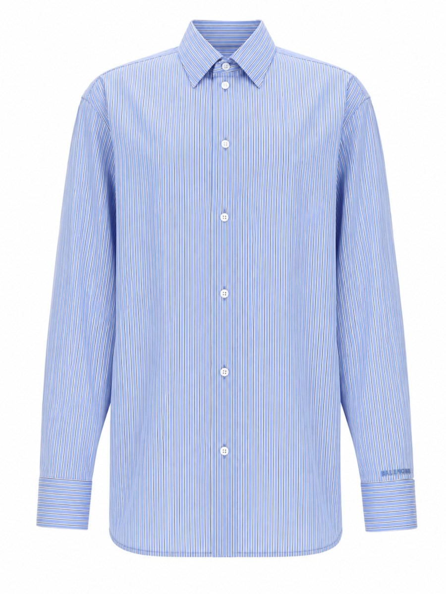 Balenciaga Women's Poplin Technical Ultra Fine Shirt Blue