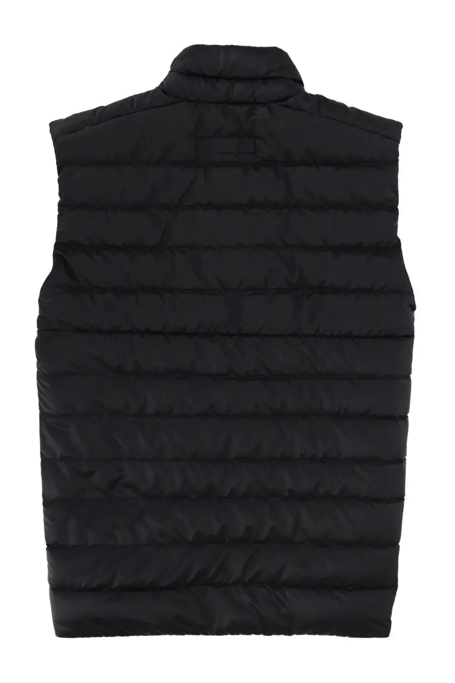 Canada Goose men’s black quilted puffer vest with high collar and horizontal stitching for cold weather layering