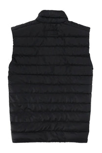 Canada Goose men’s black quilted puffer vest with high collar and horizontal stitching for cold weather layering