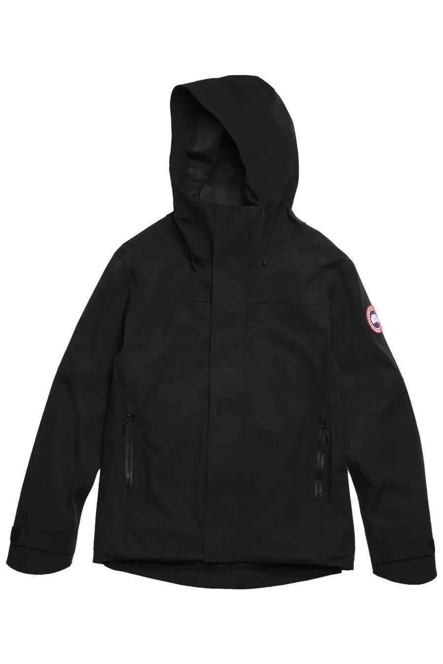 Canada Goose men’s rain jacket rupert black with hood front zipper and zippered hand pockets