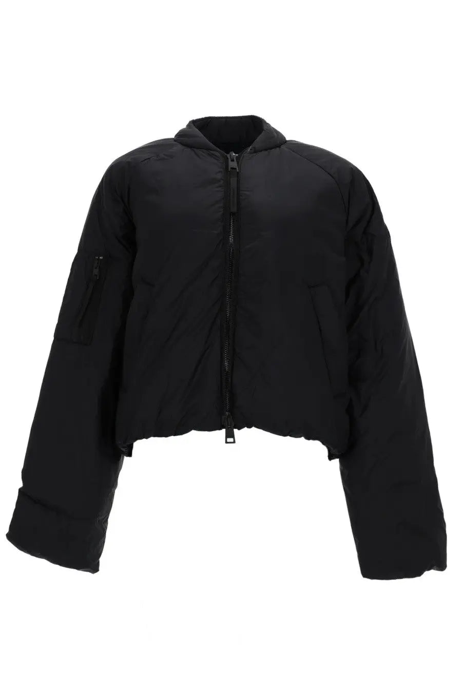 Canada Goose women’s bomber jacket Elba black cropped with hood zippered front and two side pockets