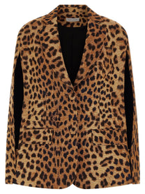 Federica Bonifaci Cape Leopard Blazer Beige