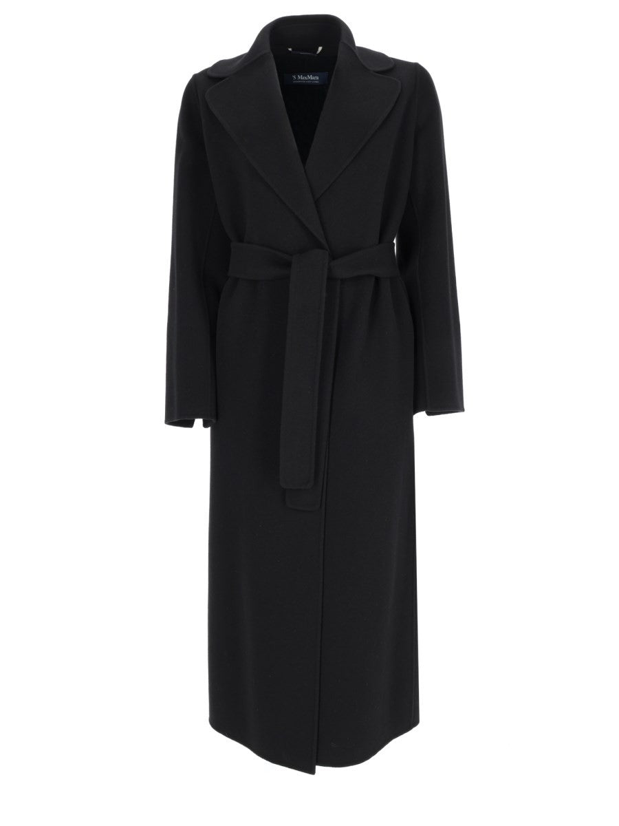 S MAX MARA Women's Cappotto Vestaglia in Drap Di Lana Black