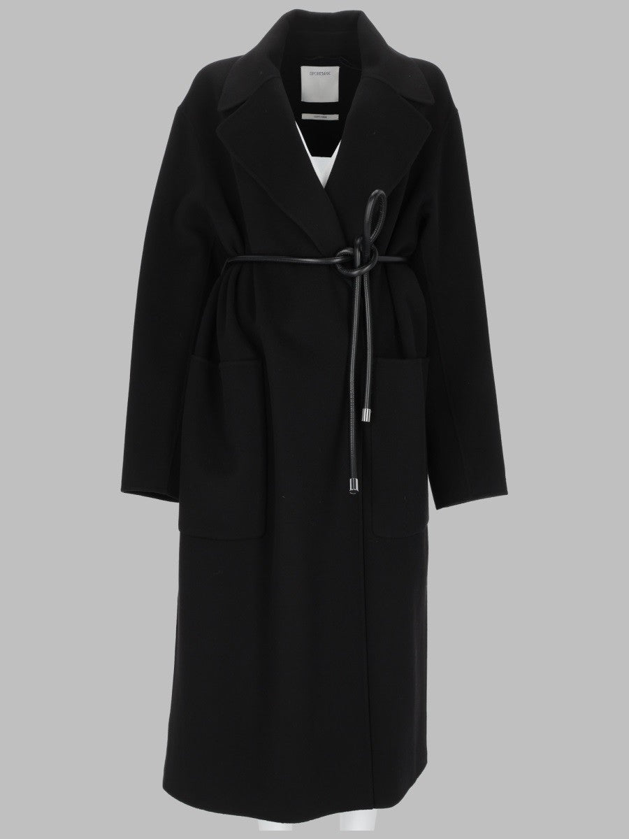 Sportmax Women's Wool Coat with Annodabile Belt Black