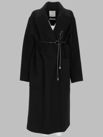 Sportmax Women's Wool Coat with Annodabile Belt Black