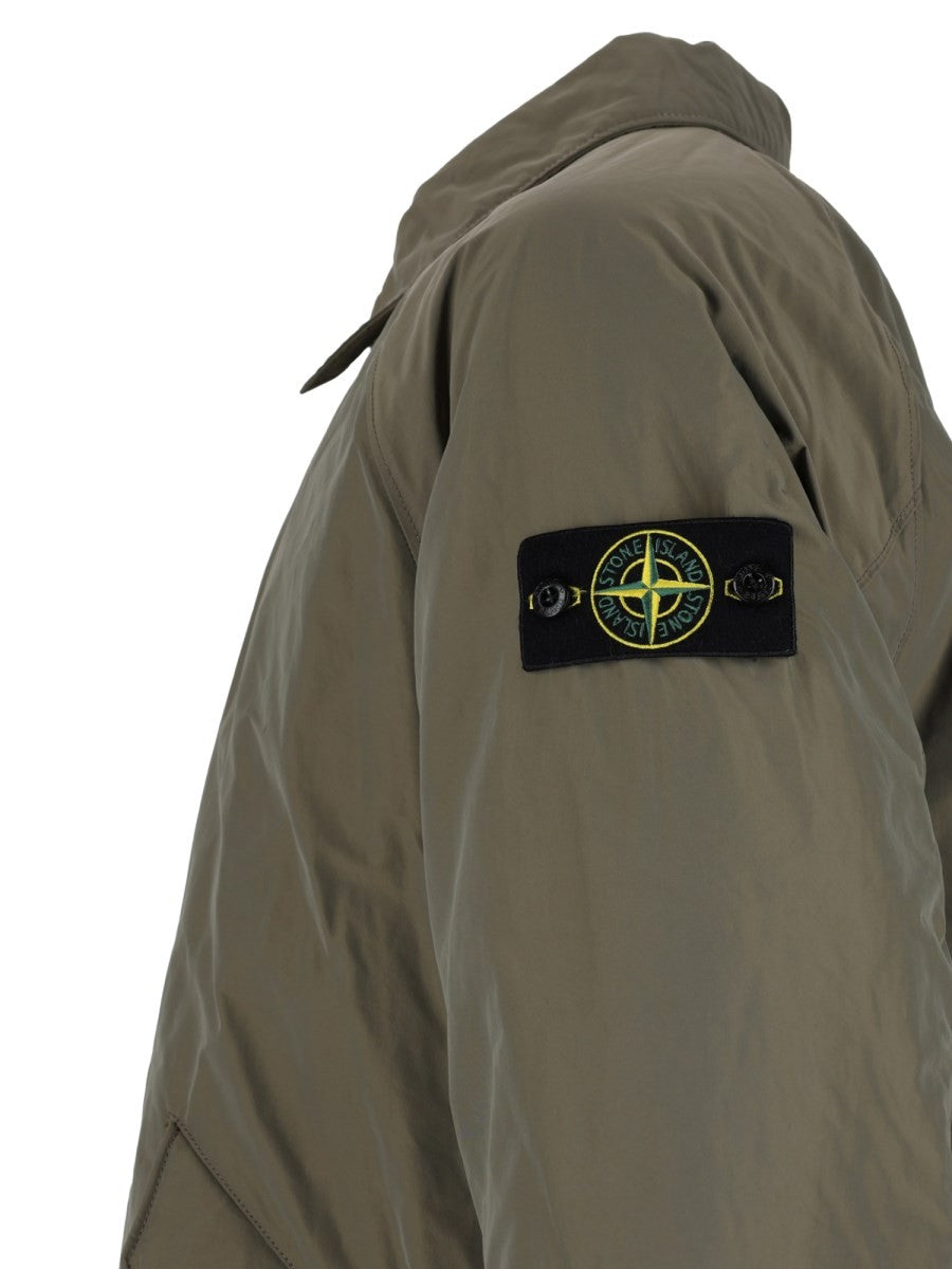Stone Island Men's Cappotto Lungo in Micro Twill Green