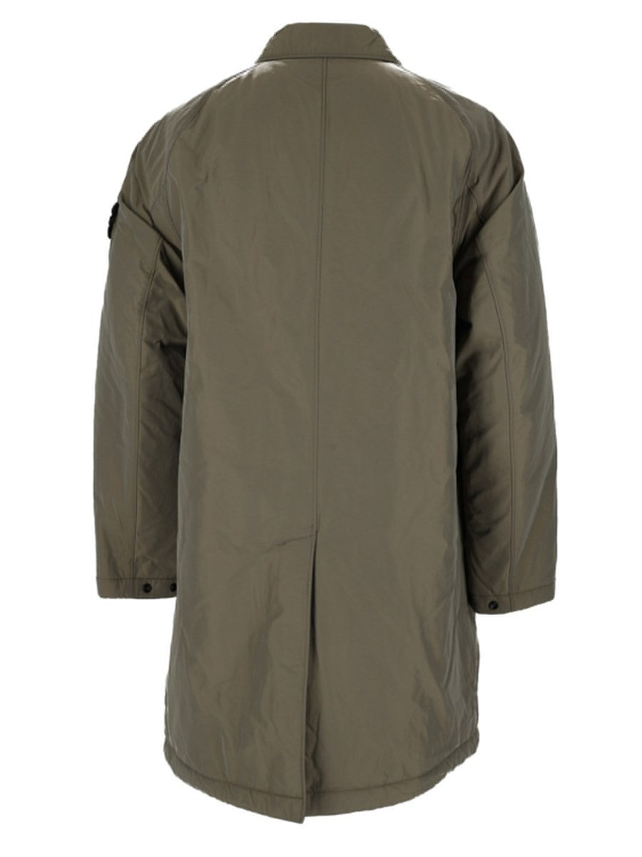 Stone Island Men's Cappotto Lungo in Micro Twill Green