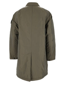 Stone Island Men's Cappotto Lungo in Micro Twill Green