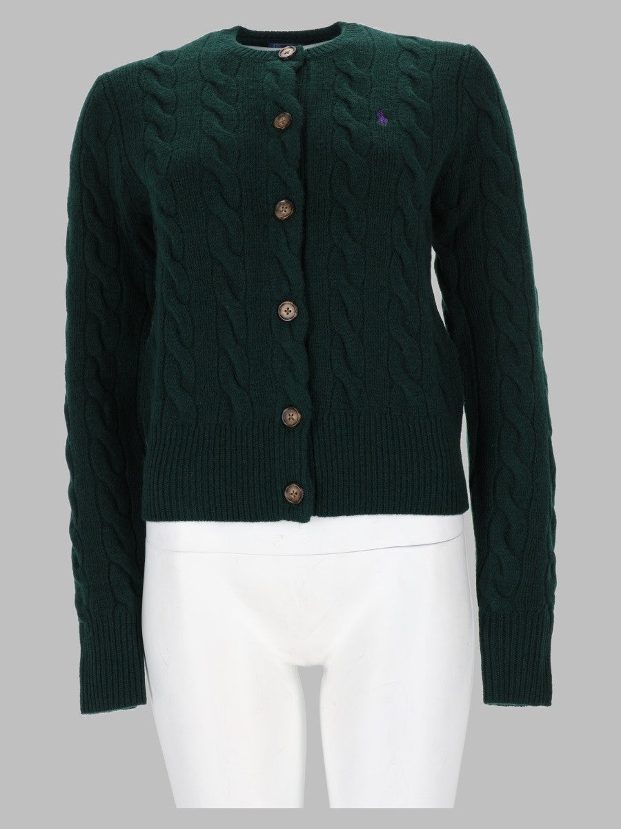 Polo Ralph Lauren Women's Cardigan Cable-Knit Green