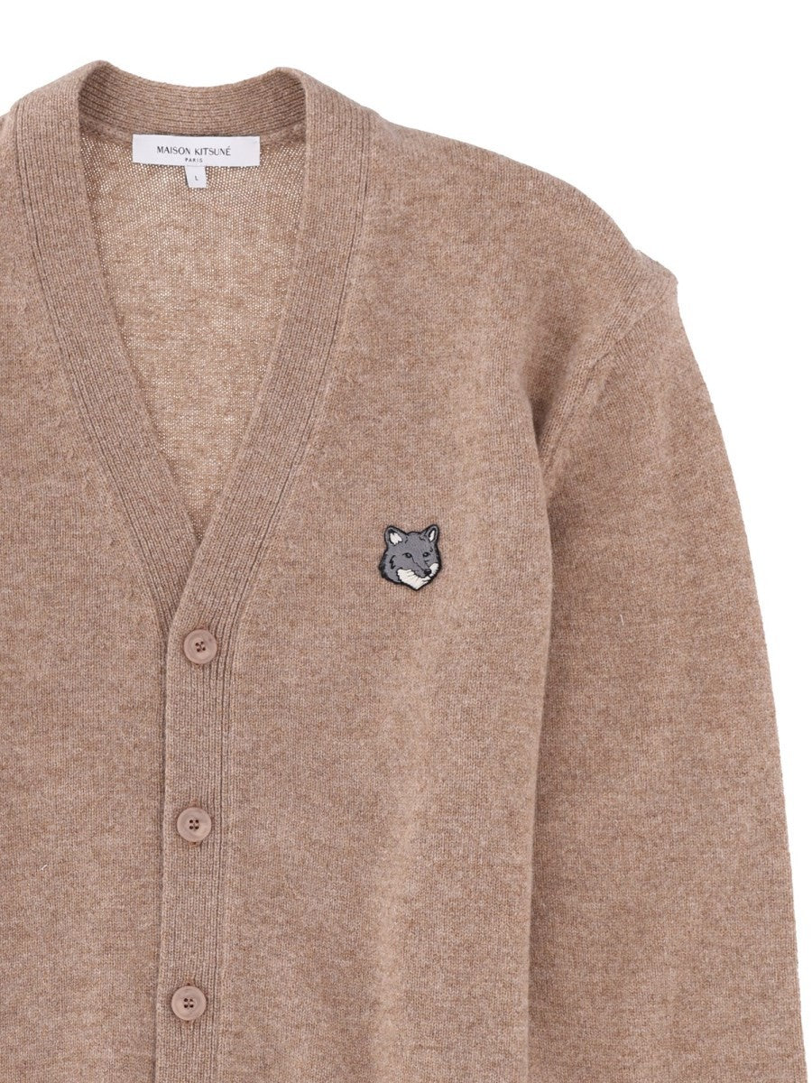 Maison Kitsuné Men's Cardigan Fox Head Beige, view 3