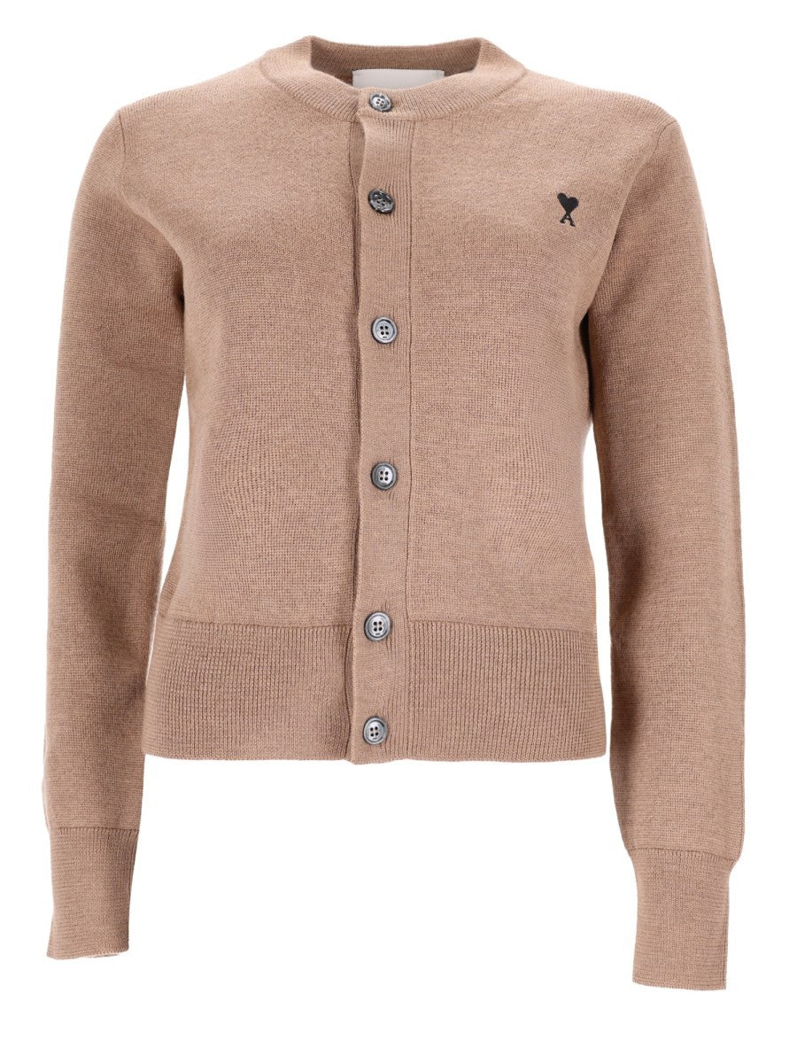 Ami Paris Women's Wool Cardigan Beige