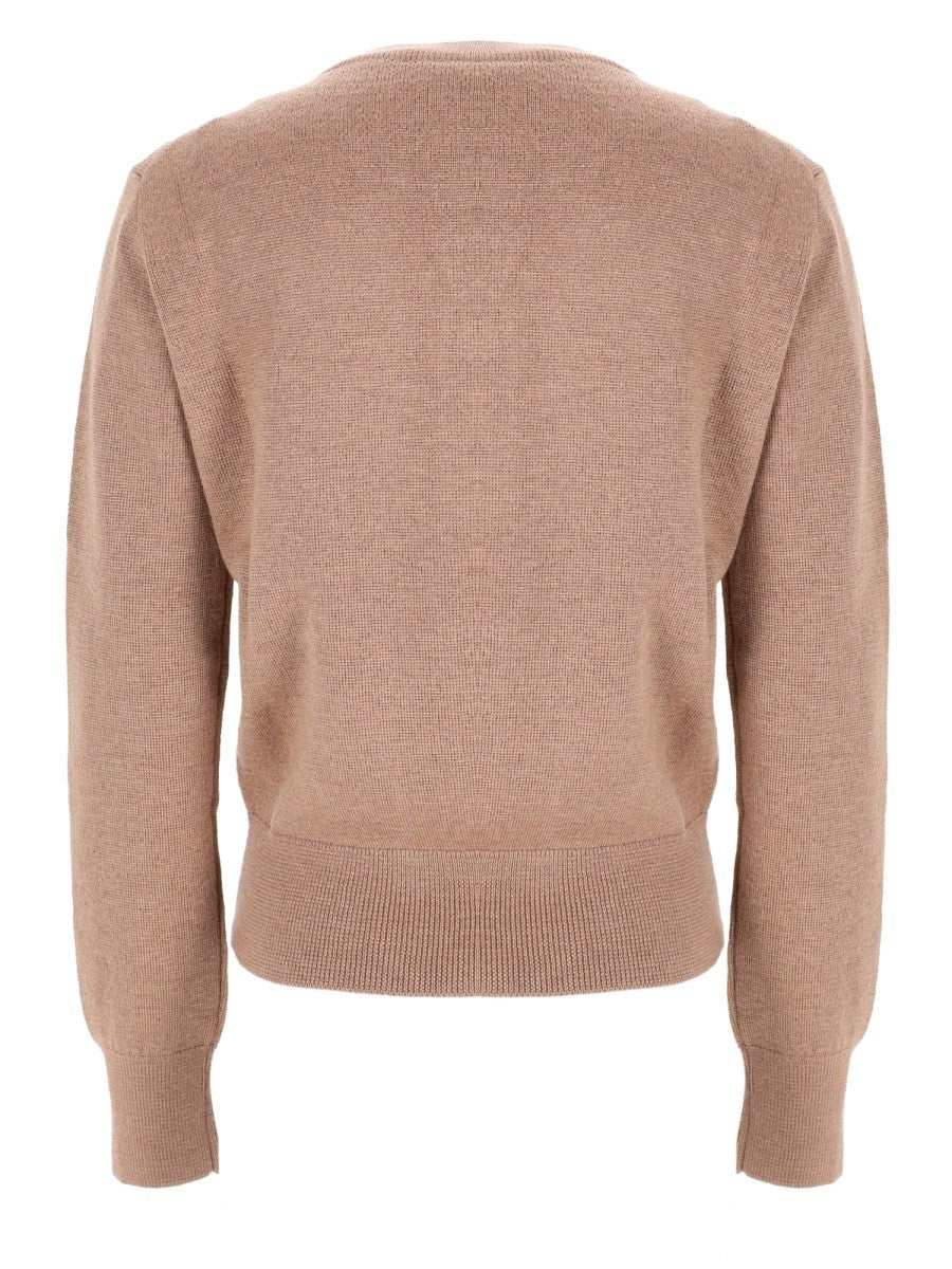 Ami Paris Women's Wool Cardigan Beige, view 2