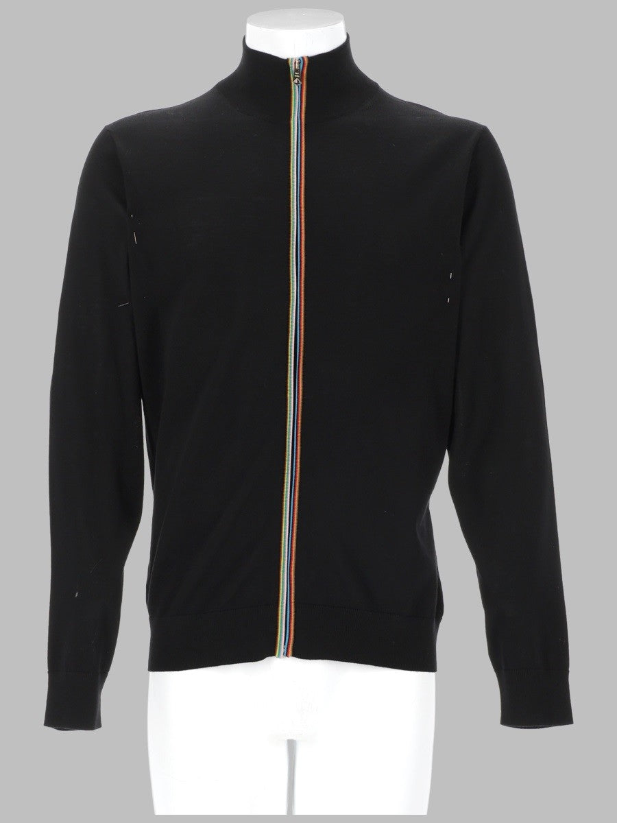 Paul Smith Men's Cardigan in Lana Merino Con Zip Black