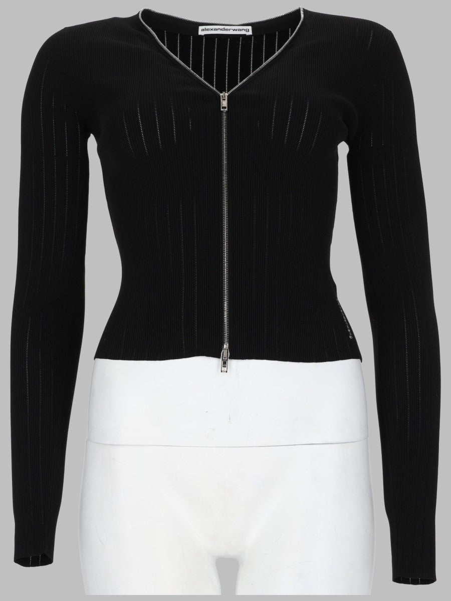 alexanderwang Women's Cardigan Pointelle Black