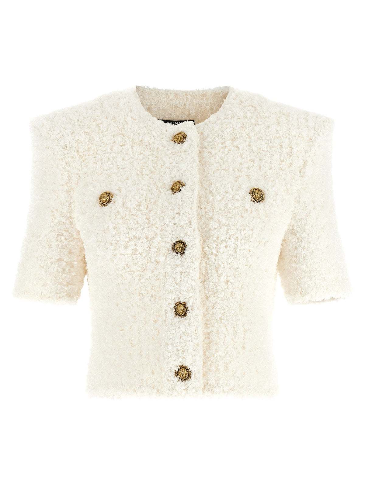 Balmain Cardigan Tweed Plumetis White