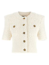 Balmain Cardigan Tweed Plumetis White
