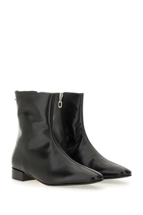 Carel Paris women’s black patent leather ankle boot aiglon with sleek pointed toe and low block heel