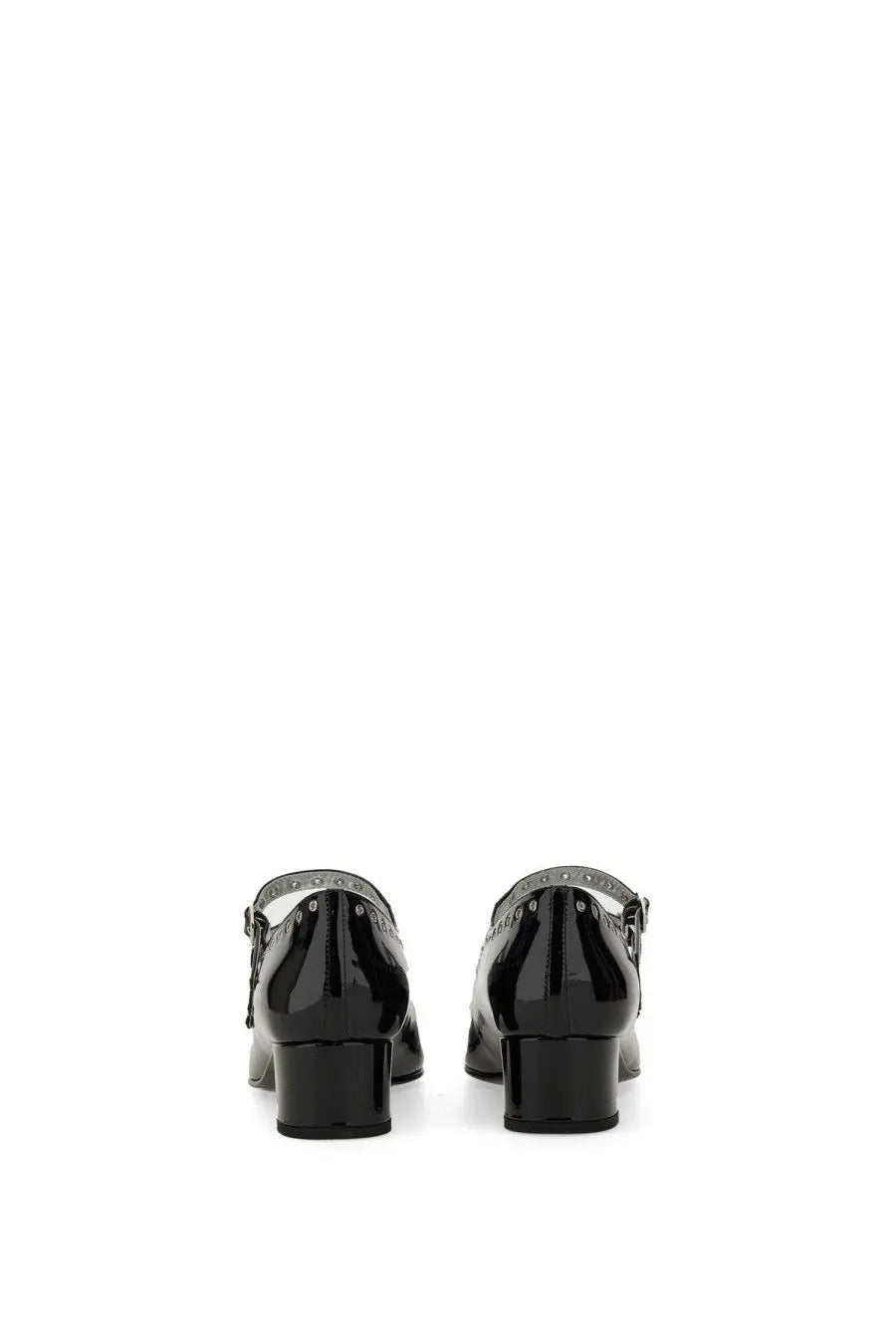 Carel Paris women’s pump Mary Jane Camden in black patent leather with glossy finish and silver buckle details