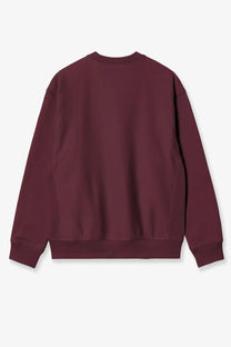 Carhartt Wip men’s red cotton sweatshirt with ribbed cuffs and hem in maroon crewneck design