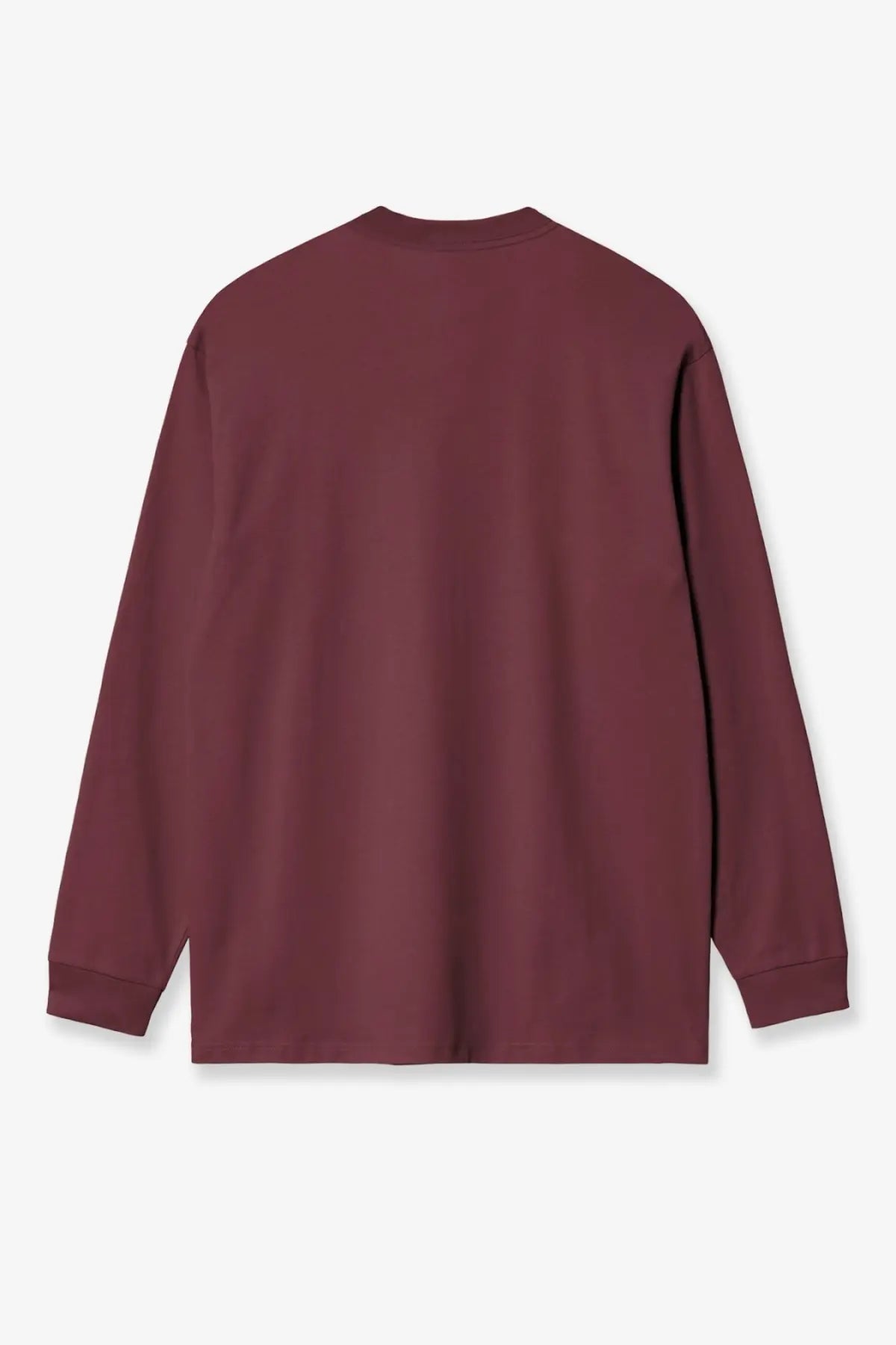 Carhartt wip men’s maroon long-sleeved crewneck organic cotton shirt for casual wear