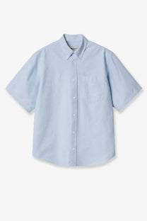 Carhartt Wip men’s braxton cotton shirt in light blue with short sleeves classic collar and chest pocket