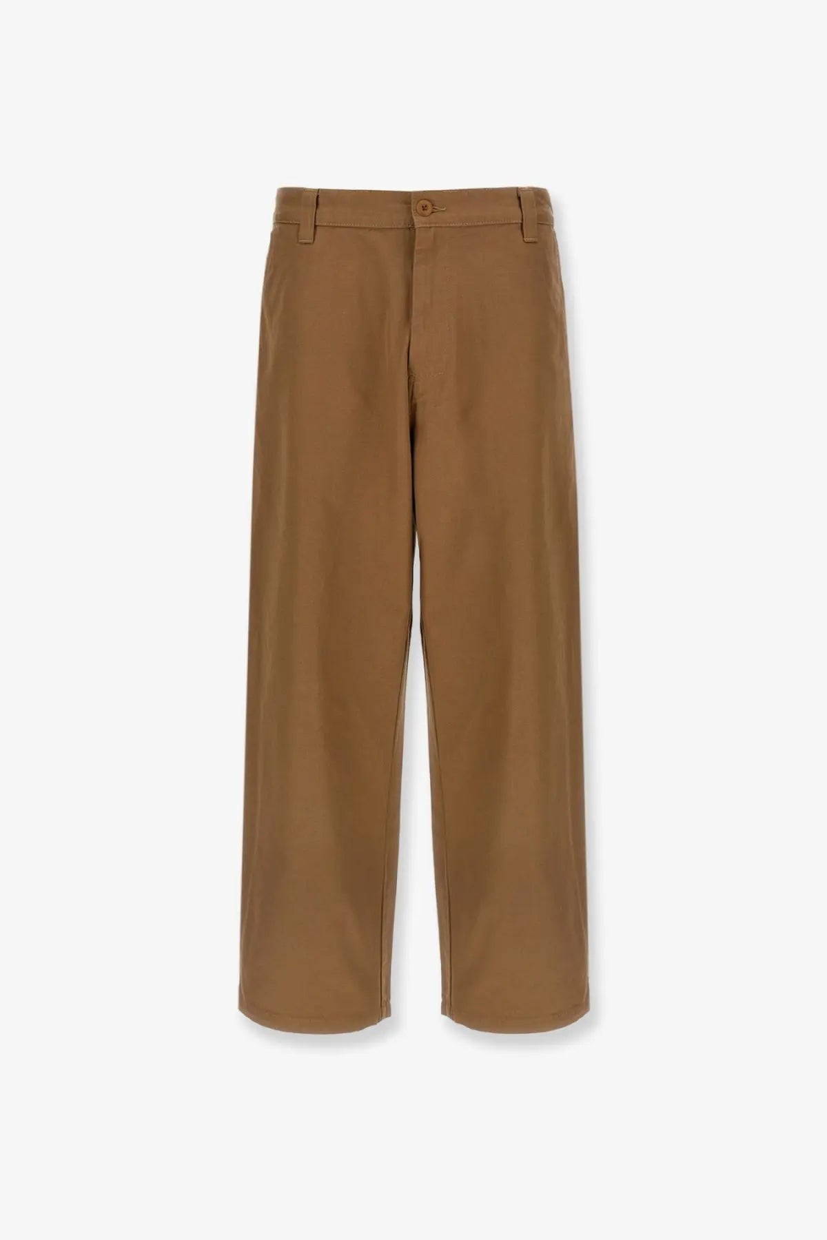 Carhartt wip men’s bready cotton trousers beige with tan wide-leg cut and subtle stitching details in minimalist design