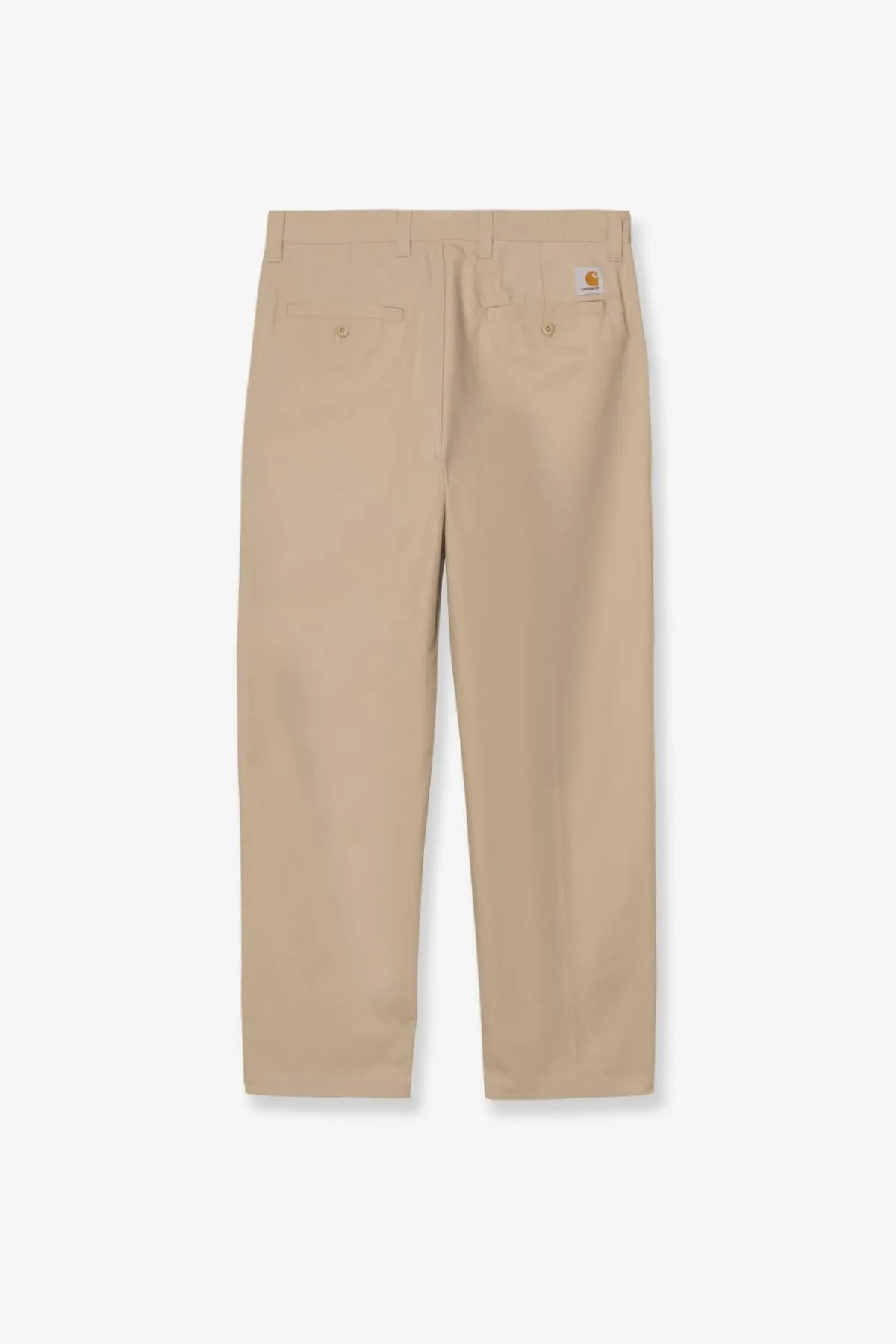 Beige carhartt wip men’s calder cotton blend work trousers with durable design and subtle stitching details
