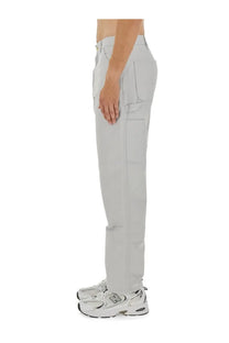 Carhartt Wip men’s light gray cargo pants with multiple pockets and straight-leg cut for casual wear