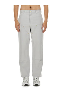 Carhartt Wip men’s cargo pants white in light gray with reinforced stitching and utility pockets for workwear