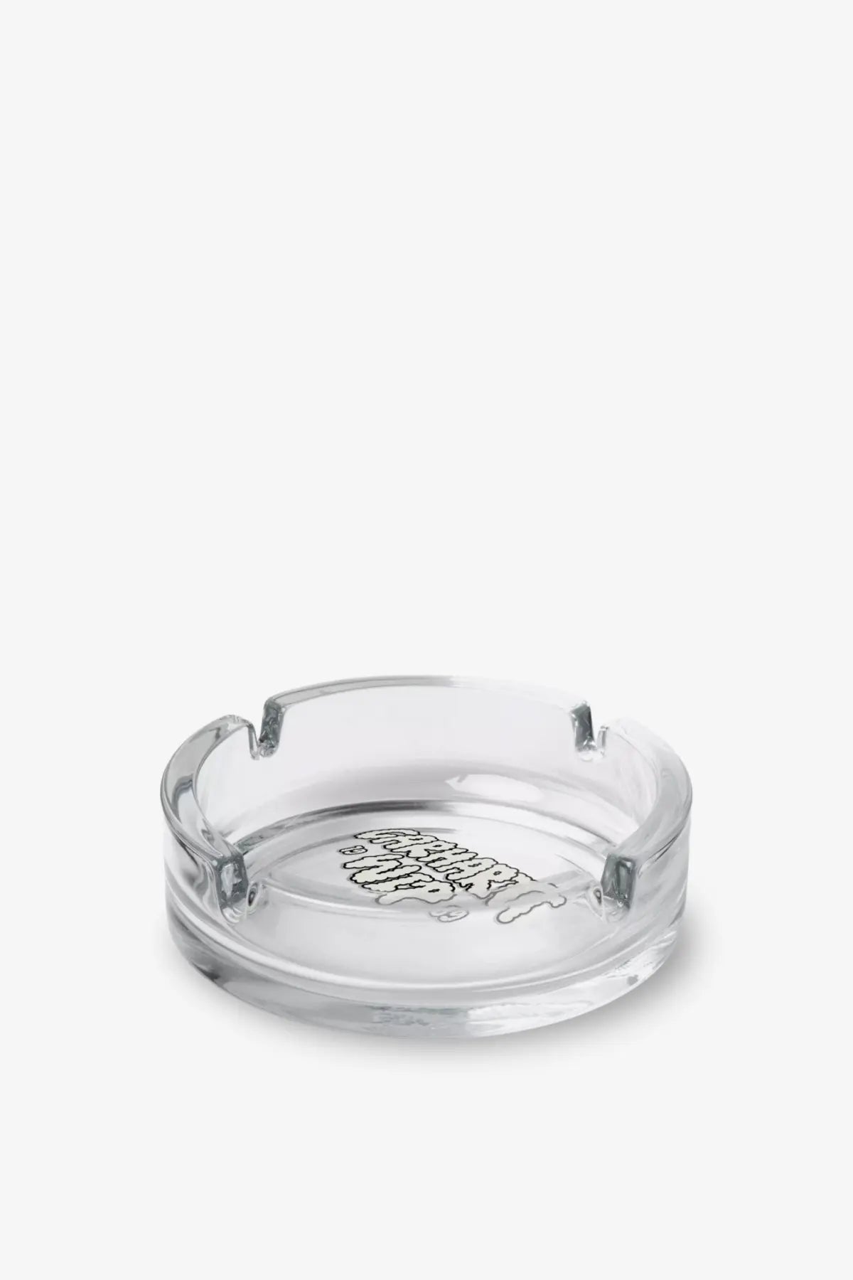 Carhartt wip men’s cloud script clear glass ashtray with subtle black etched design on the bottom