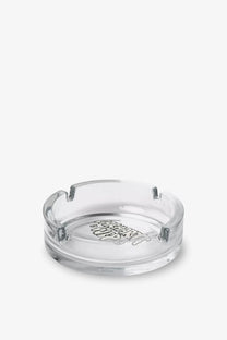 Carhartt wip men’s cloud script clear glass ashtray with subtle black etched design on the bottom