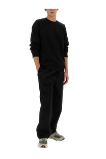 Carhartt Wip men’s black cotton chase sweatshirt long-sleeved crewneck with ribbed cuffs and hem