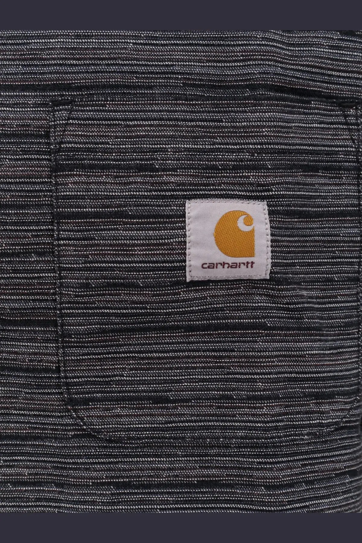 Black and white heathered cotton fabric with Carhartt logo patch on Carhartt Wip men’s cotton shirt black