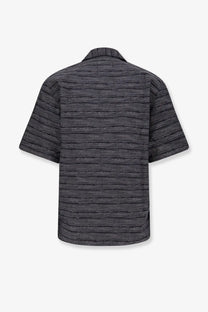 Carhartt Wip men’s cotton shirt with black and white horizontal stripes and a subtle textured weave design
