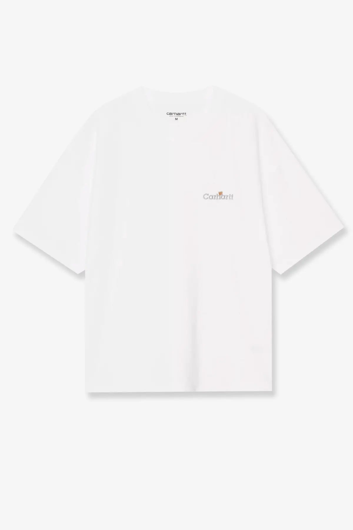 Carhartt Wip men’s white cotton t-shirt with subtle embroidered logo on the chest