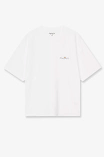 Carhartt Wip men’s white cotton t-shirt with subtle embroidered logo on the chest