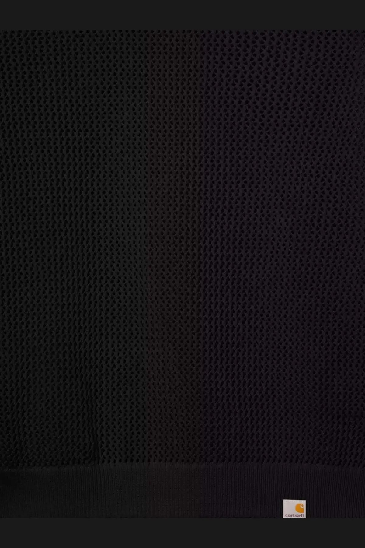 Black mesh fabric with subtle texture and carhartt logo patch on the bottom right of carhartt wip men’s cotton sweatshirt