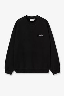 Black carhartt wip cotton sweatshirt with white embroidered logo on left chest for men