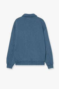 Carhartt Wip men’s Detroit Deying Treatment cotton sweatshirt blue soft muted oversized relaxed fit with ribbed cuffs
