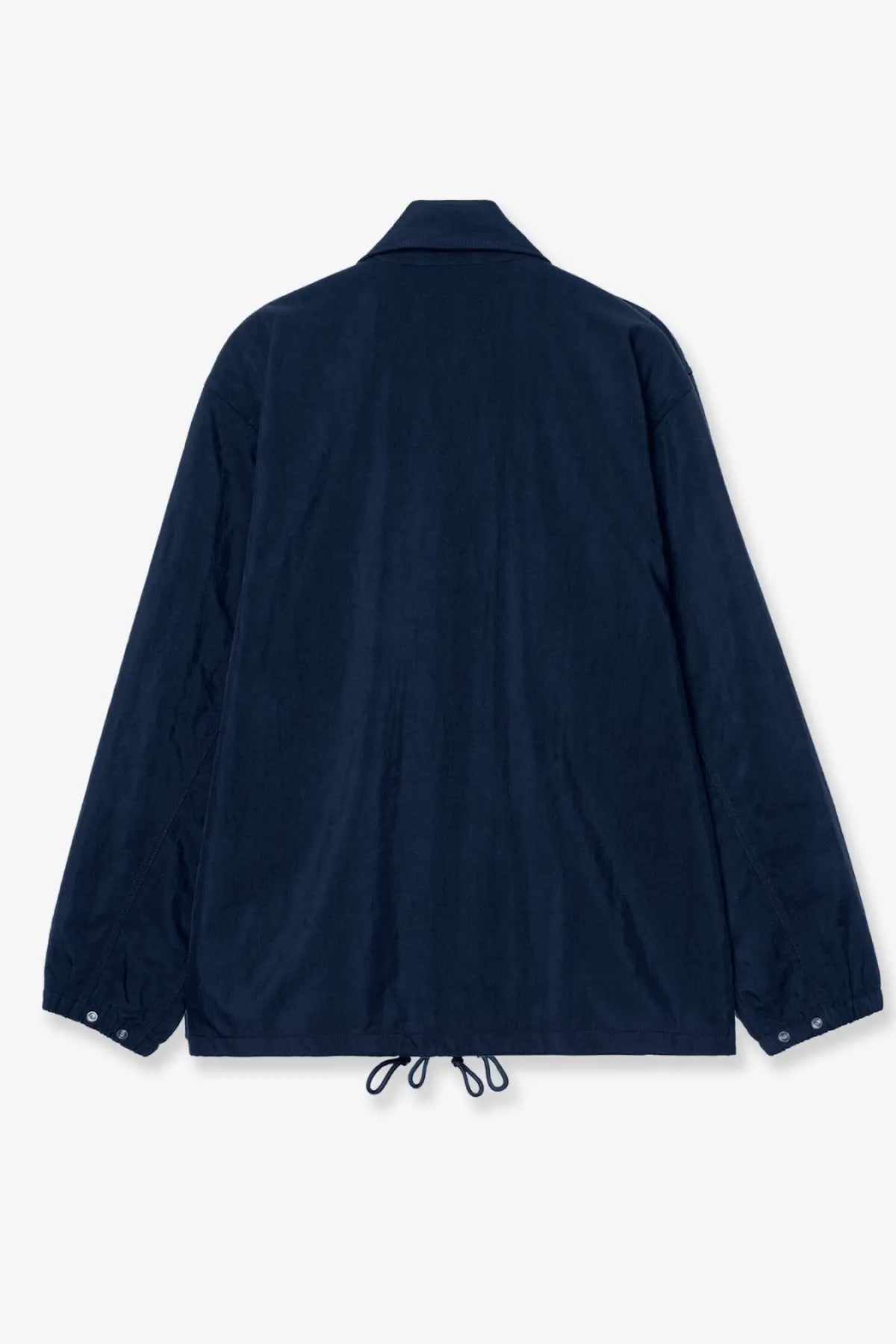 Navy blue lightweight nylon jacket with drawstring hem and buttoned cuffs from Carhartt Wip men’s Eightynine Coach line