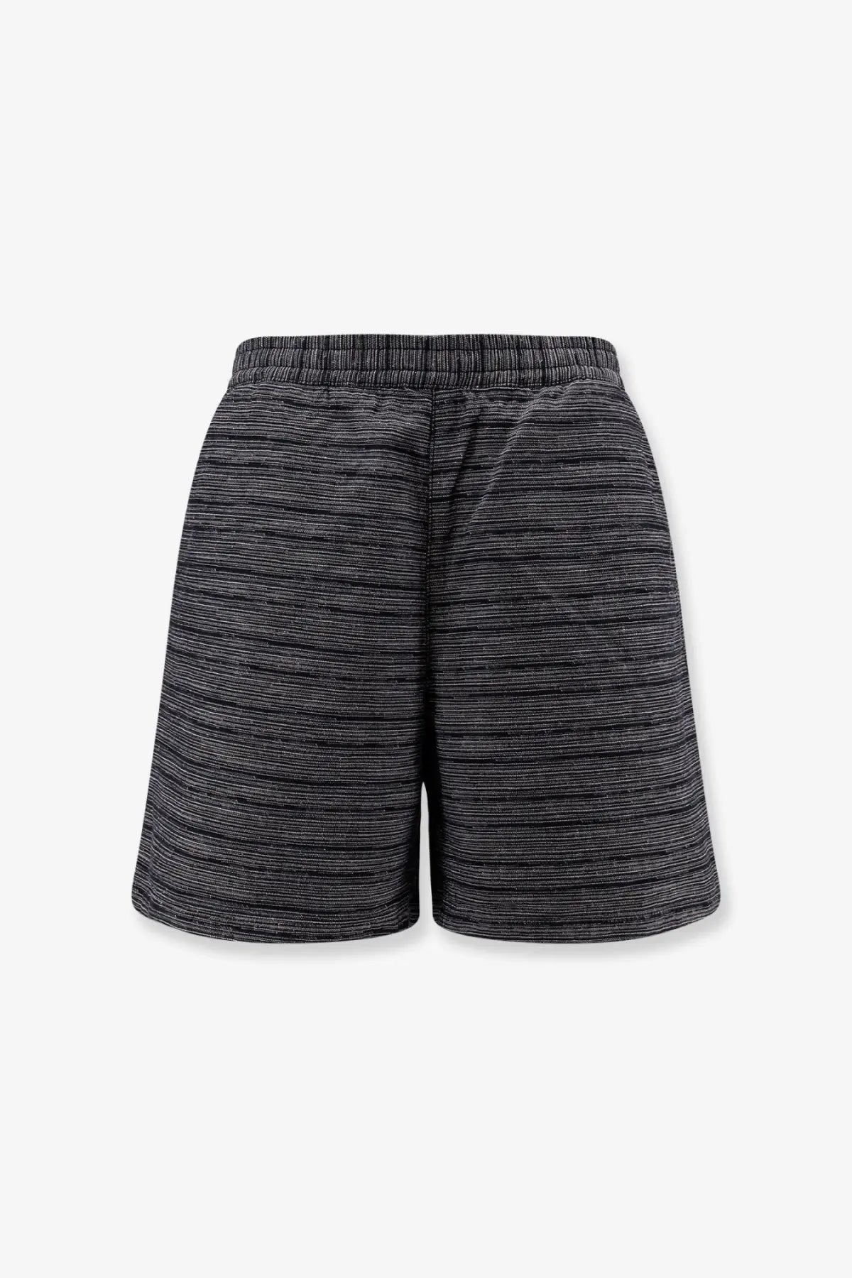 Carhartt Wip men’s Gellar relaxed fit black athletic shorts with gray stripes and elastic waistband