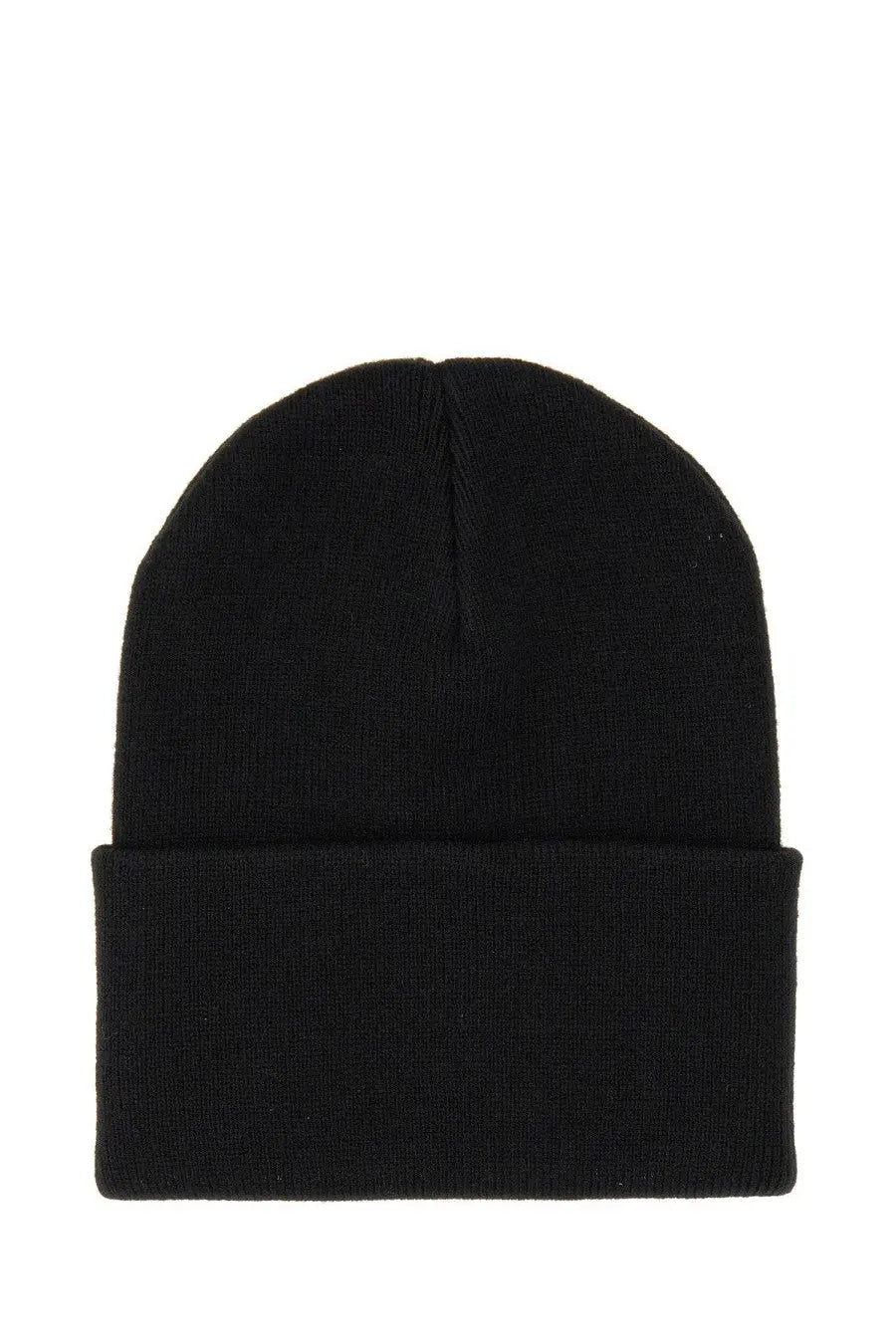 Carhartt wip men’s black knit beanie with folded cuff made of warm knitted fabric for cold weather use