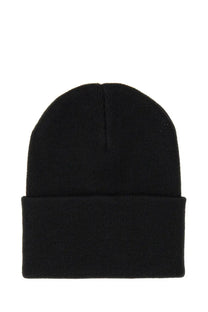 Carhartt wip men’s black knit beanie with folded cuff made of warm knitted fabric for cold weather use